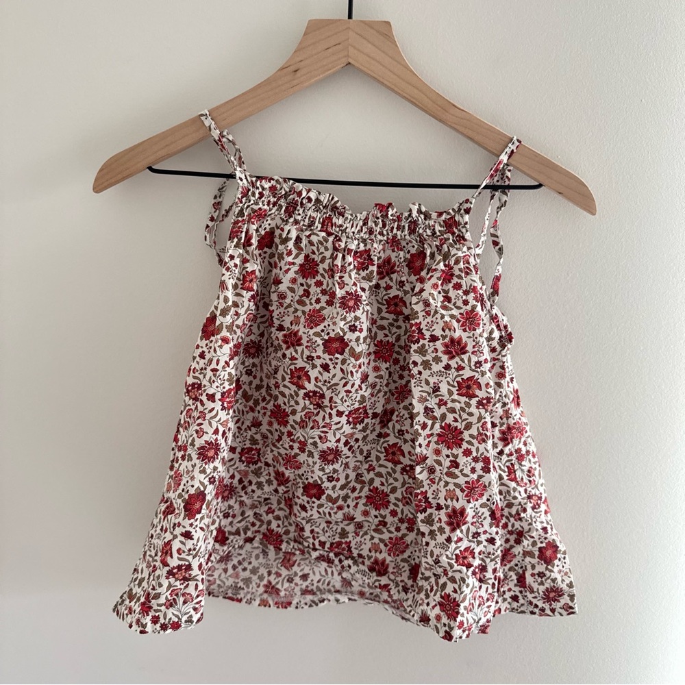 The Simple Folk Floral Red and Cream Spaghetti Strap Top